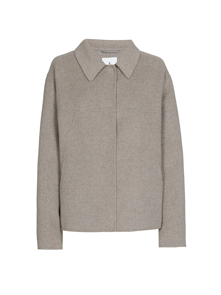 Grijze korte wollen vest met drukknopen Bommo Xandres