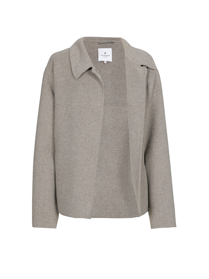 Grijze korte wollen vest met drukknopen Bommo Xandres