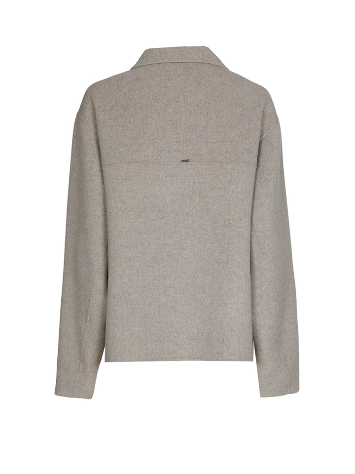 Grijze korte wollen vest met drukknopen Bommo Xandres