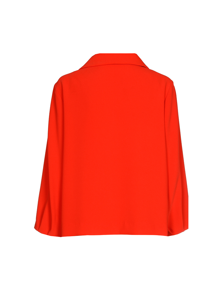 Rode blouse met asymmetrische kraag Holkje Xandres 