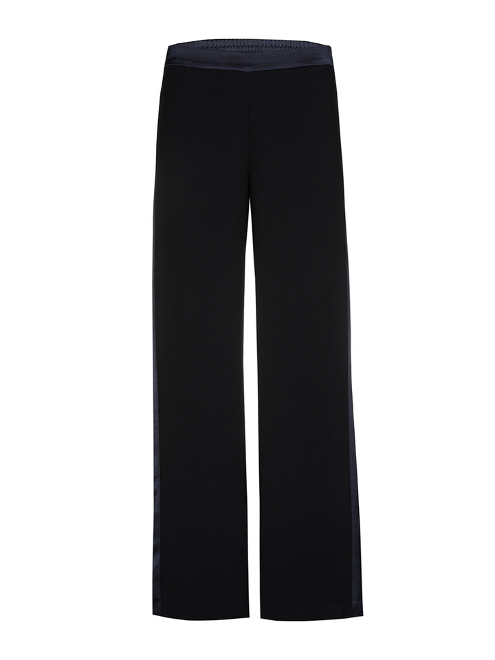 Donkerblauwe glanzende losvallende broek Phocas Xandres