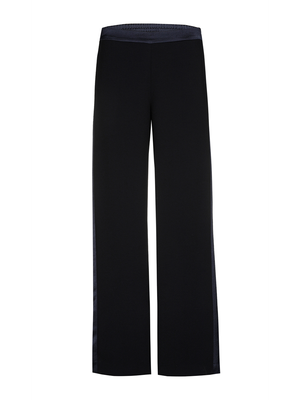 Donkerblauwe glanzende losvallende broek Phocas Xandres
