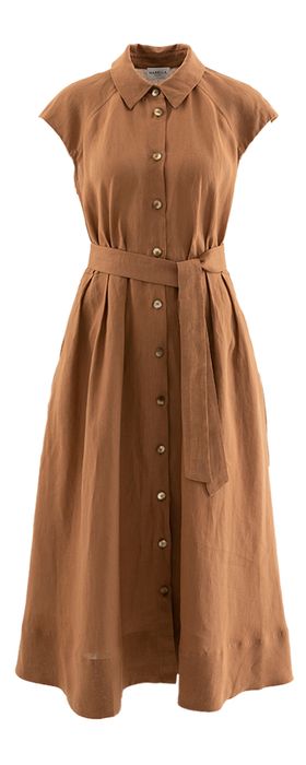 Bruine linnen kleed Vento Marella