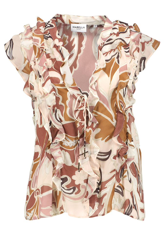 Beige getinte bloes met bloemenprint Ugola Marella 