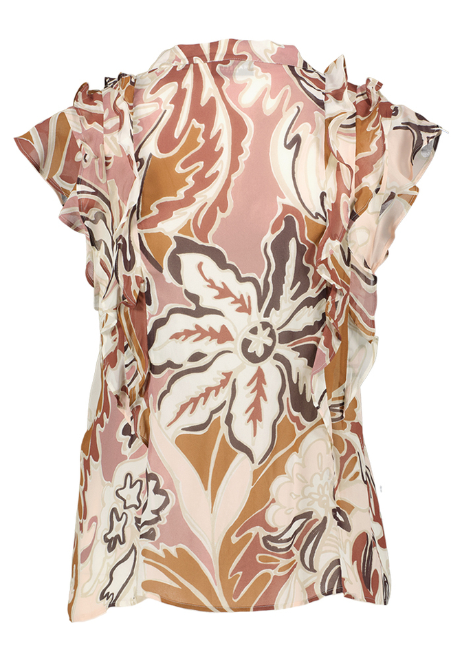 Beige getinte bloes met bloemenprint Ugola Marella 