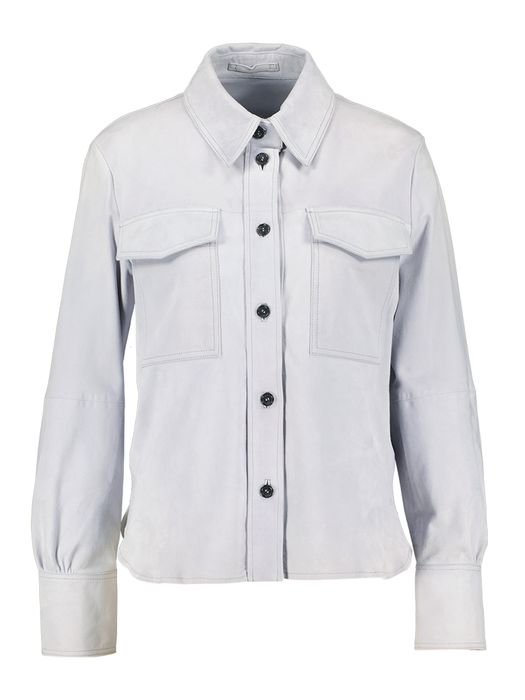 Lichtblauwe leder Gilet met knoopsluiting Apogeo Marella