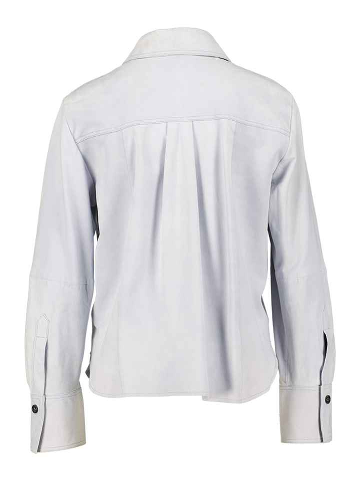 Lichtblauwe leder Gilet met knoopsluiting Apogeo Marella 