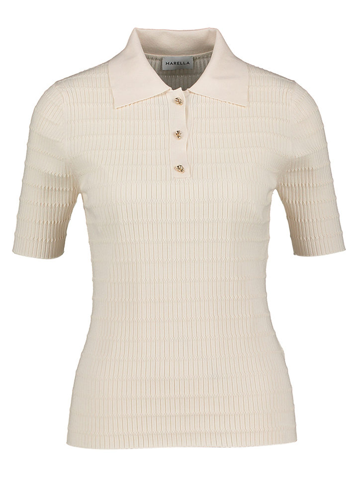 Ecru polo met gouden knoop detail Mi Legno Marella 