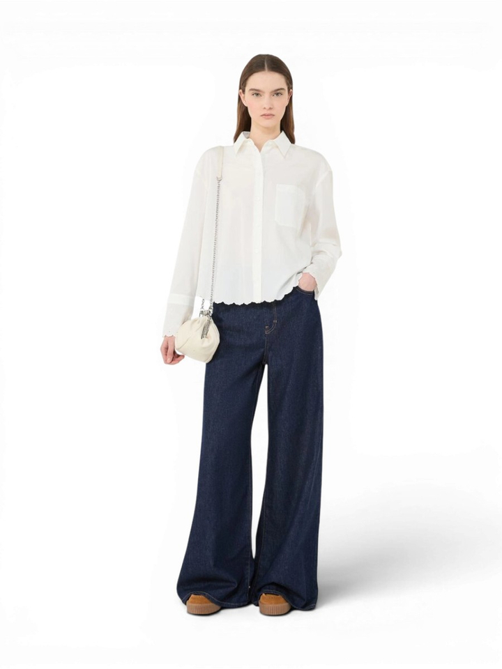Witte korte bloes met broderie detail Neutro Max Mara Weekend