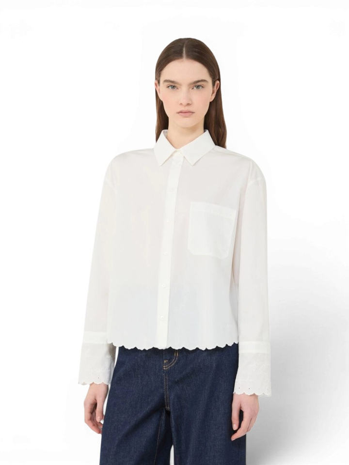 Witte korte bloes met broderie detail Neutro Max Mara Weekend