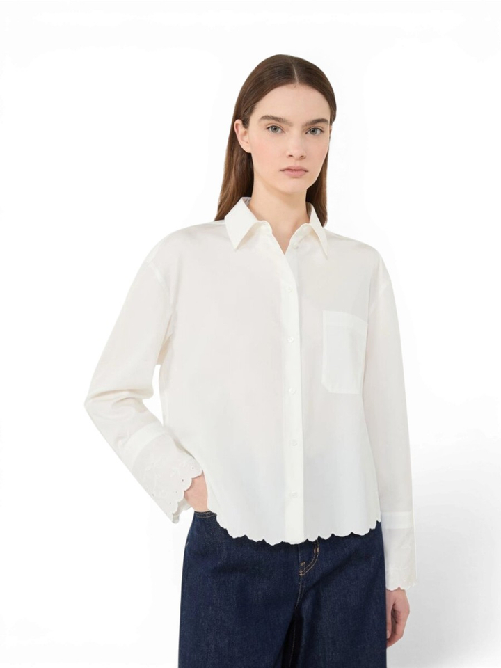 Witte korte bloes met broderie detail Neutro Max Mara Weekend