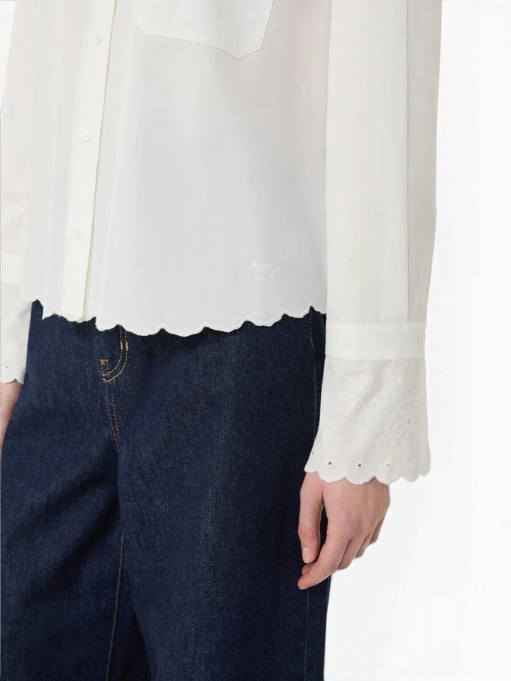 Witte korte bloes met broderie detail Neutro Max Mara Weekend