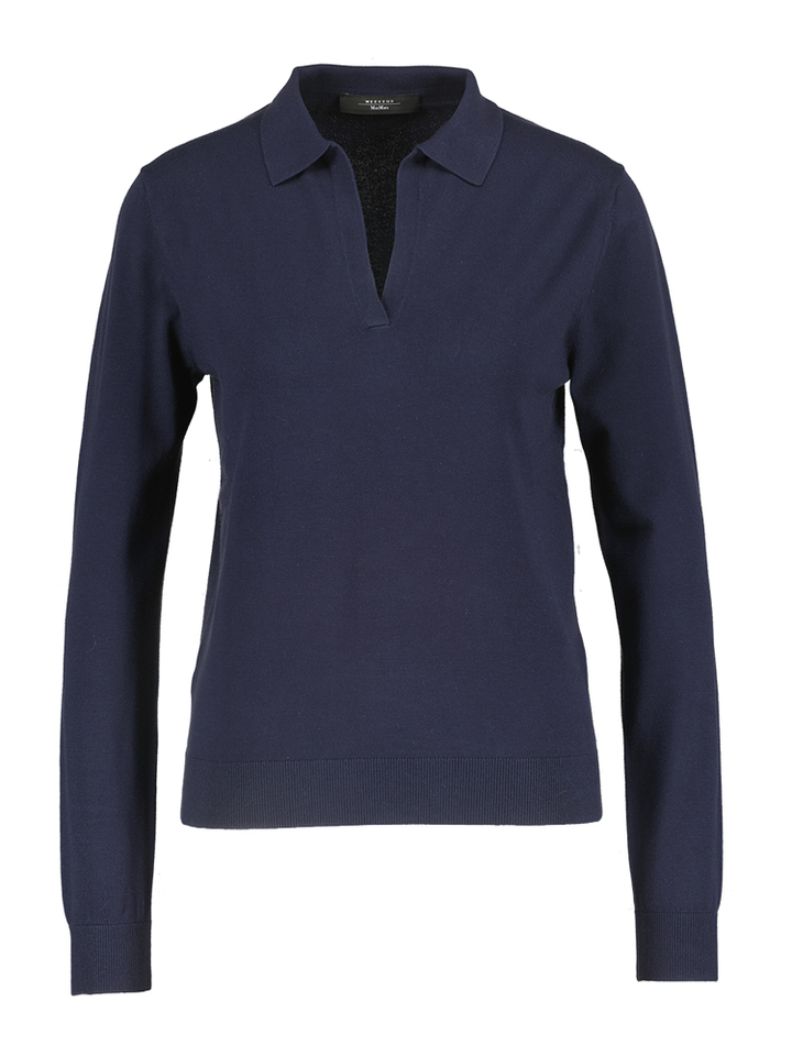 Navy blauwe polo met v-hals Palanca Max Mara