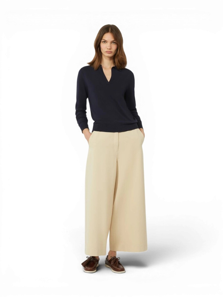 Navy blauwe polo met v-hals Palanca Max Mara