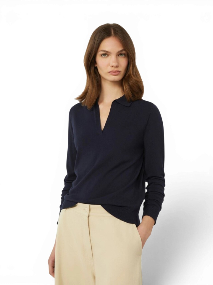 Navy blauwe polo met v-hals Palanca Max Mara