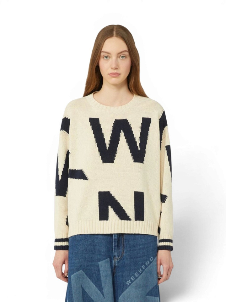 Ecru trui met letter print Celepre Max Mara Weekend 
