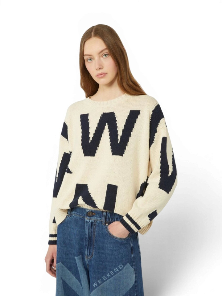 Ecru trui met letter print Celepre Max Mara Weekend 