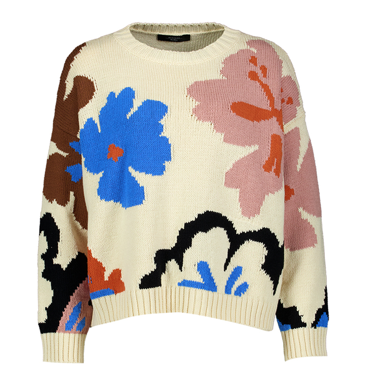 Ecru gebreide trui met bloemenprint Celebre Max Mara 