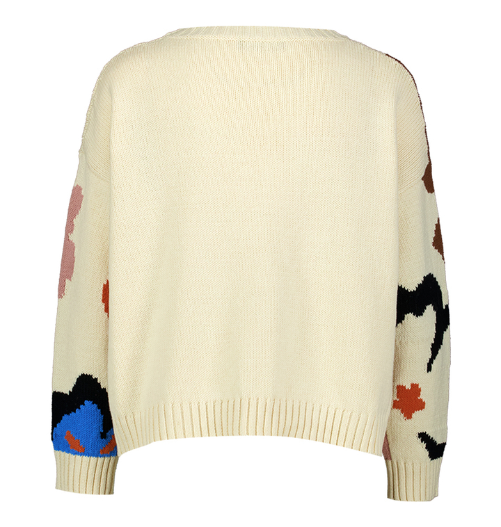Ecru gebreide trui met bloemenprint Celebre Max Mara 
