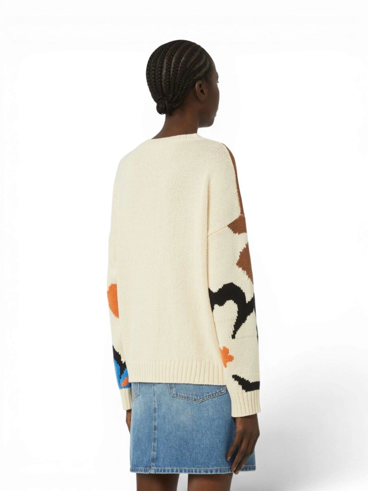 Ecru gebreide trui met bloemenprint Celebre Max Mara 