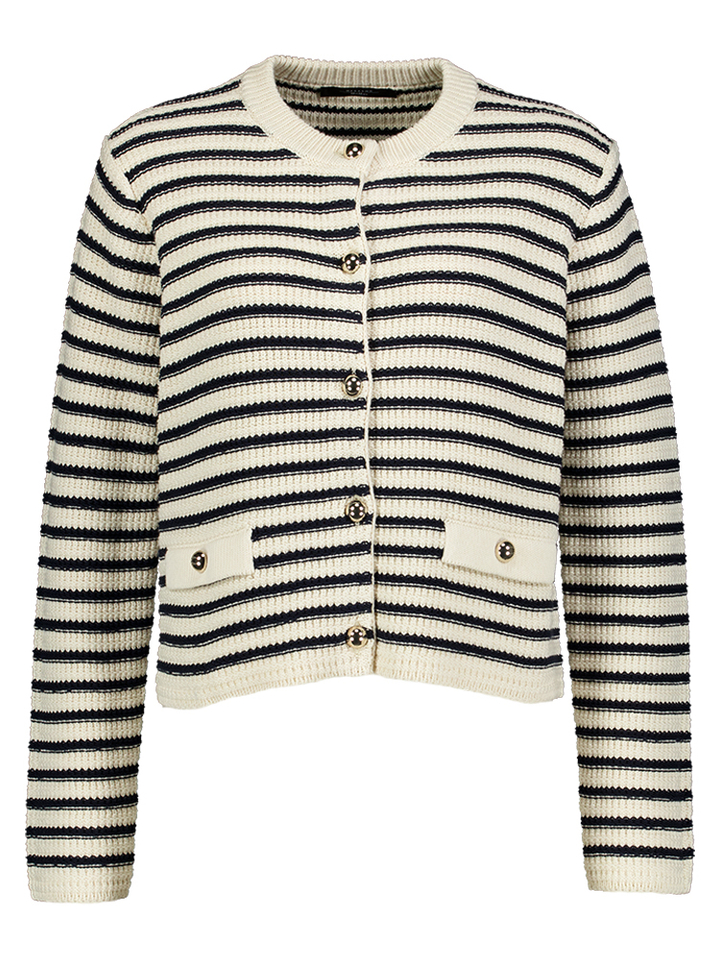 Zwart ecru gestreepte cardigan met gouden knopen Vodka Max Mara Weekend