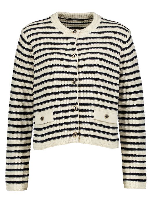 Zwart ecru gestreepte cardigan met gouden knopen Vodka Max Mara Weekend