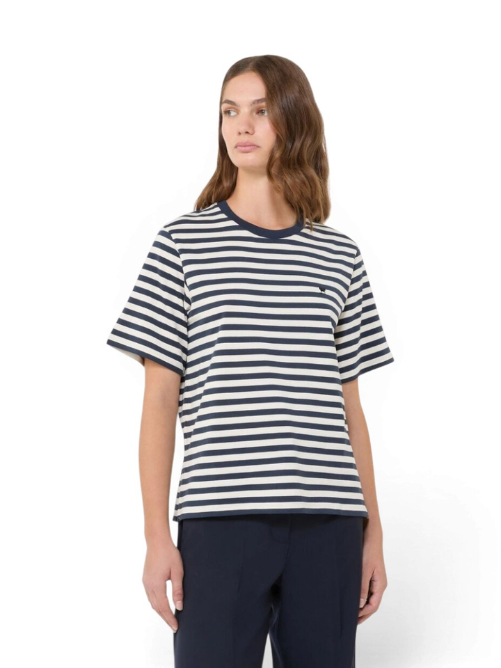 Donkerblauw gestreepte katoenen t-shirt Venaco Max Mara Weekend
