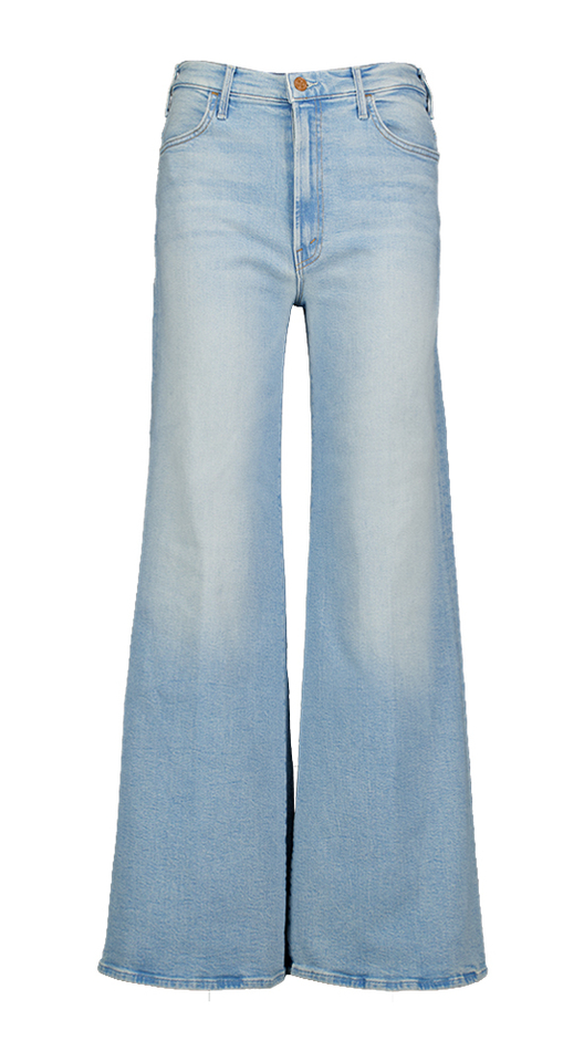 Blauwe flared jeans The Hustler Roller Sneak Mother 