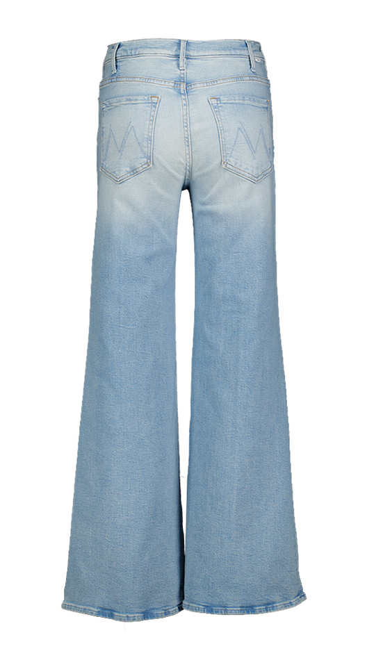 Blauwe flared jeans The Hustler Roller Sneak Mother 