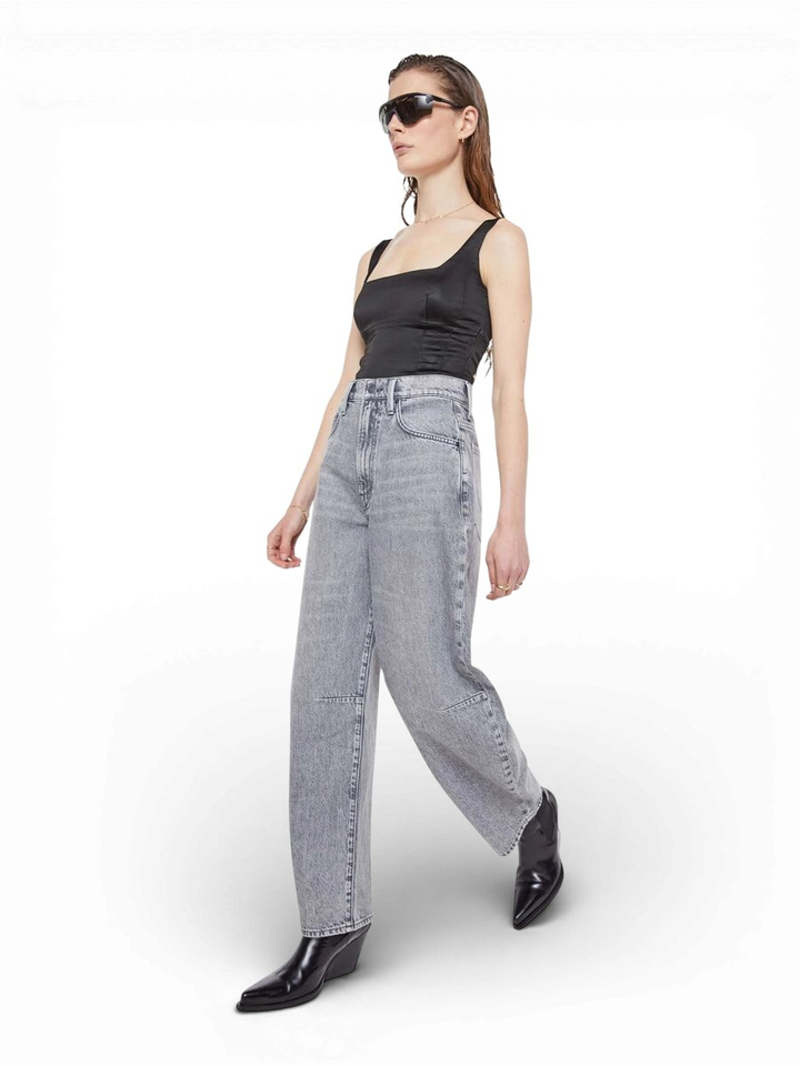 Grijze loose fit jeans The Pony Keg Ankle Mother 