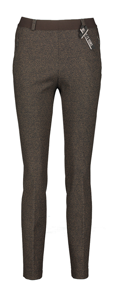 Bruine super slim broek met print en elastiek Lillyth Raphaela By Brax 