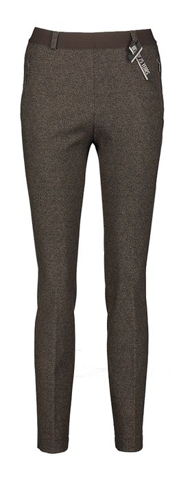 Bruine super slim broek met print en elastiek Lillyth Raphaela By Brax