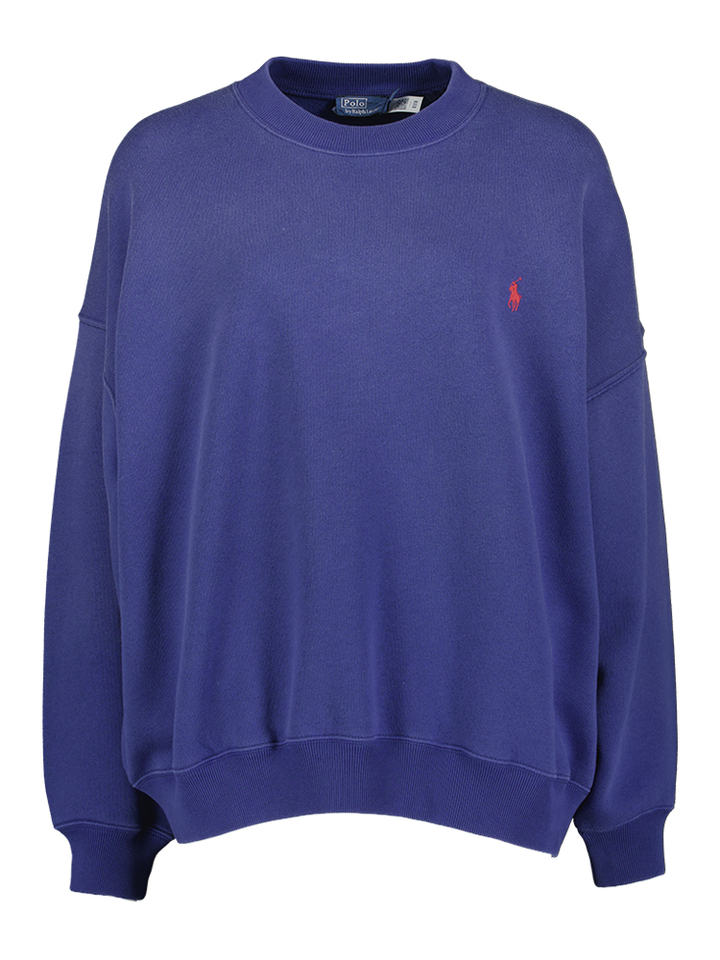 Royal blauwe oversized trui met ronde hals Ralph Lauren