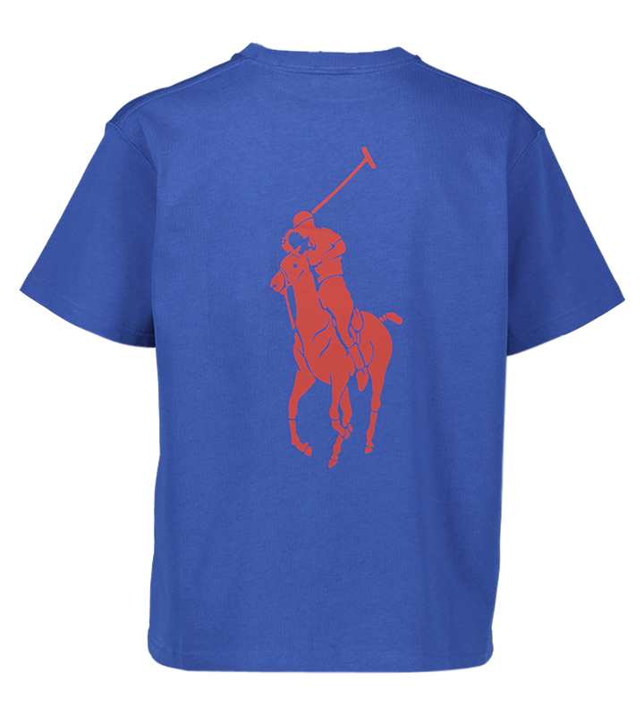 Blauwe katoenen T-shirt met opdruk Ralph Lauren 
