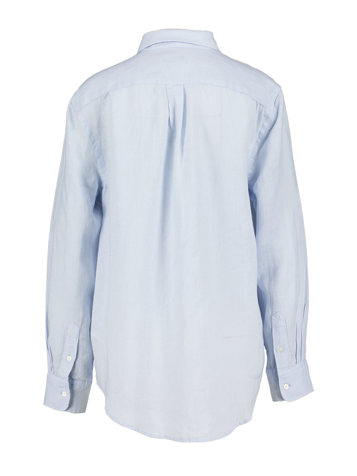 Blauwe linnen bloes Ralph Lauren 