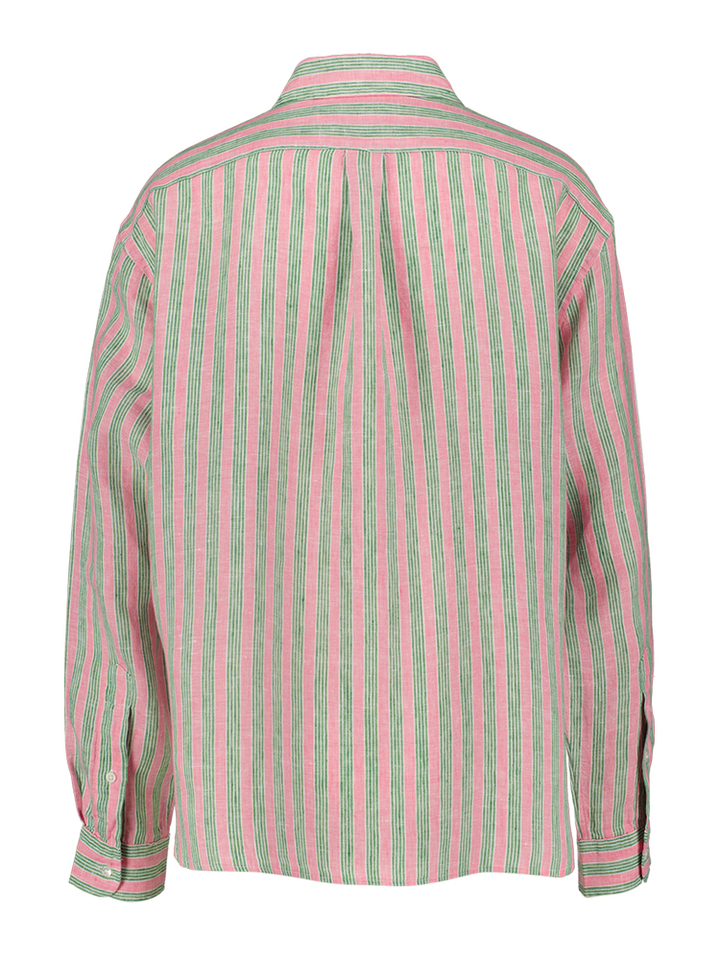 Roze en groene gestreepte linnen bloes Ralph Lauren 