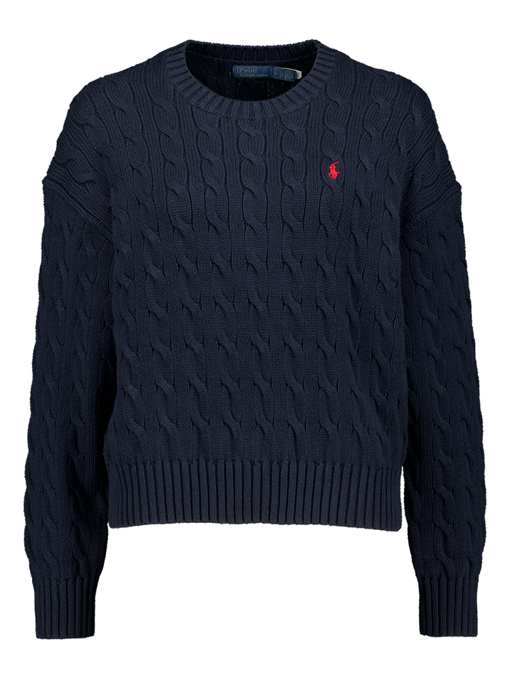 Navy kleurige pull met kabel Ralph Lauren
