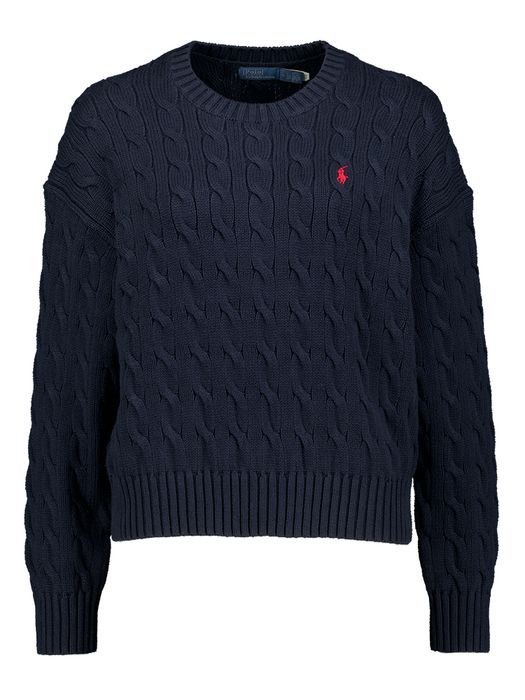 Navy kleurige pull met kabel Ralph Lauren