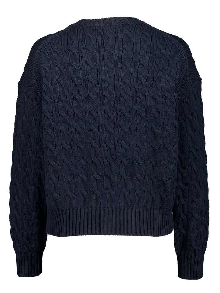 Navy kleurige pull met kabel Ralph Lauren