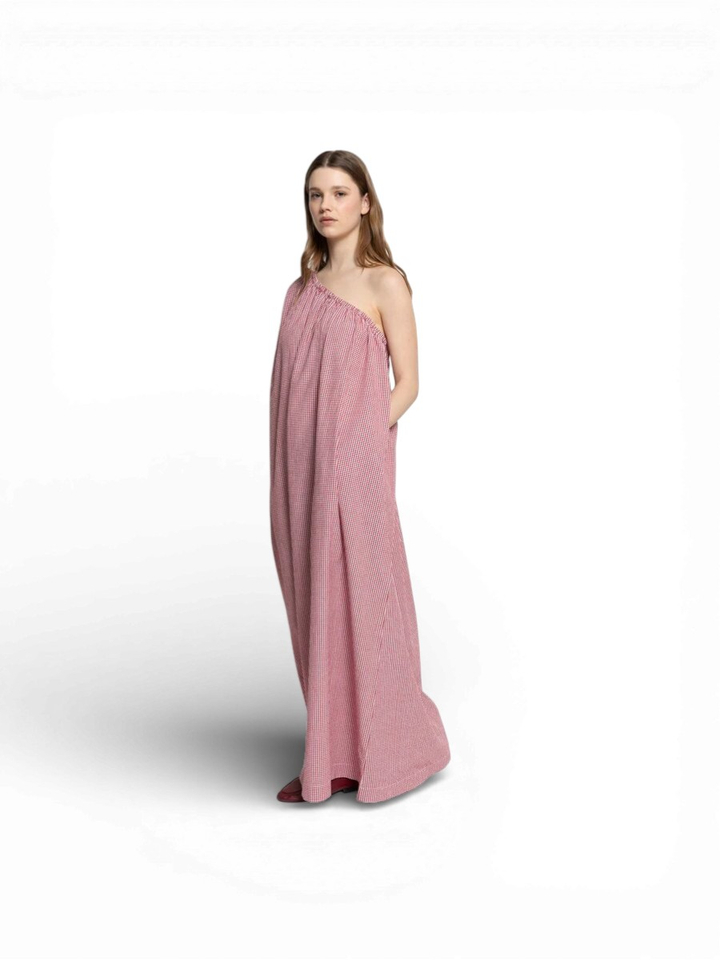 Rode jurk met ruit motief Lourose Ame 