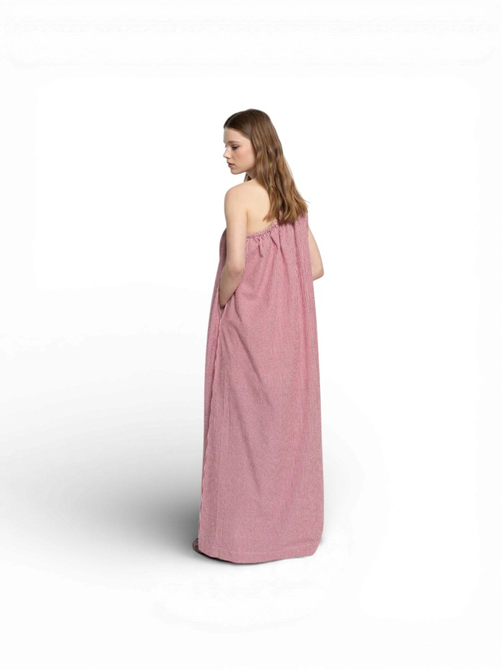 Rode jurk met ruit motief Lourose Ame 