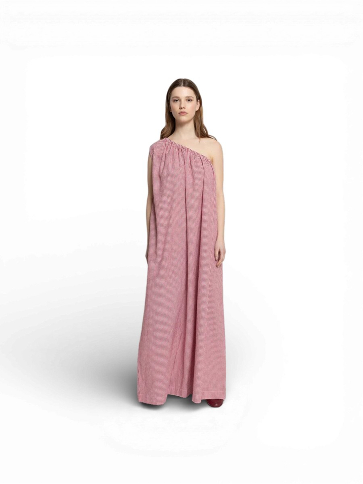 Rode jurk met ruit motief Lourose Ame 