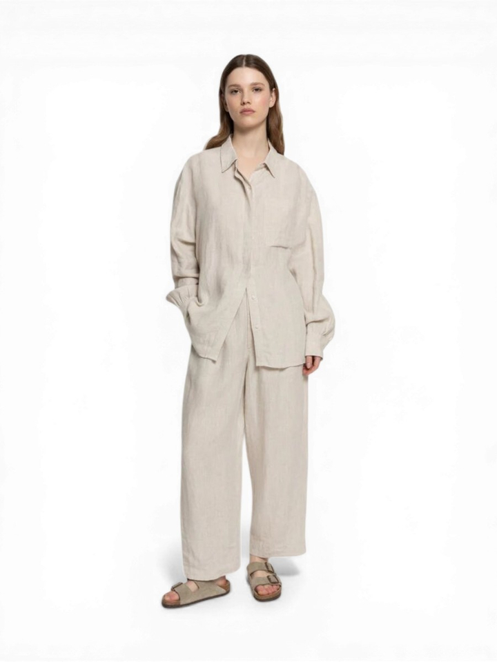 Beige linnen broek Miles Ame