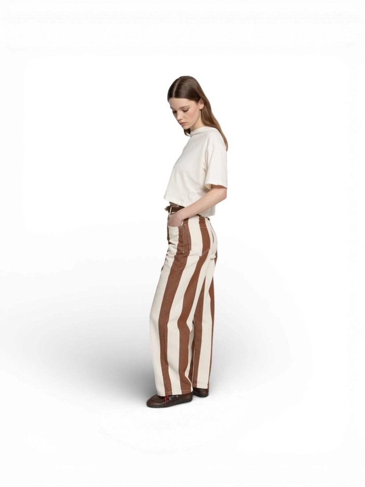 Bruine gestreepte broek Ame