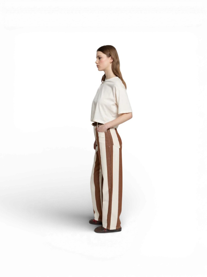 Bruine gestreepte broek Ame