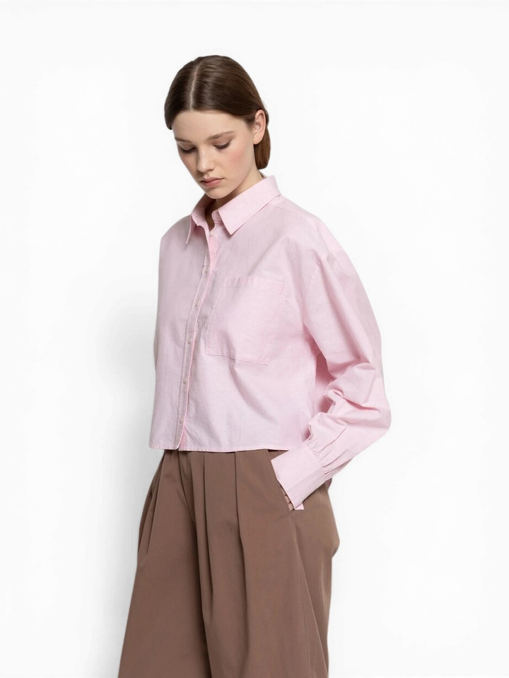 Roze blouse met knoopsluiting Karlotta Ame