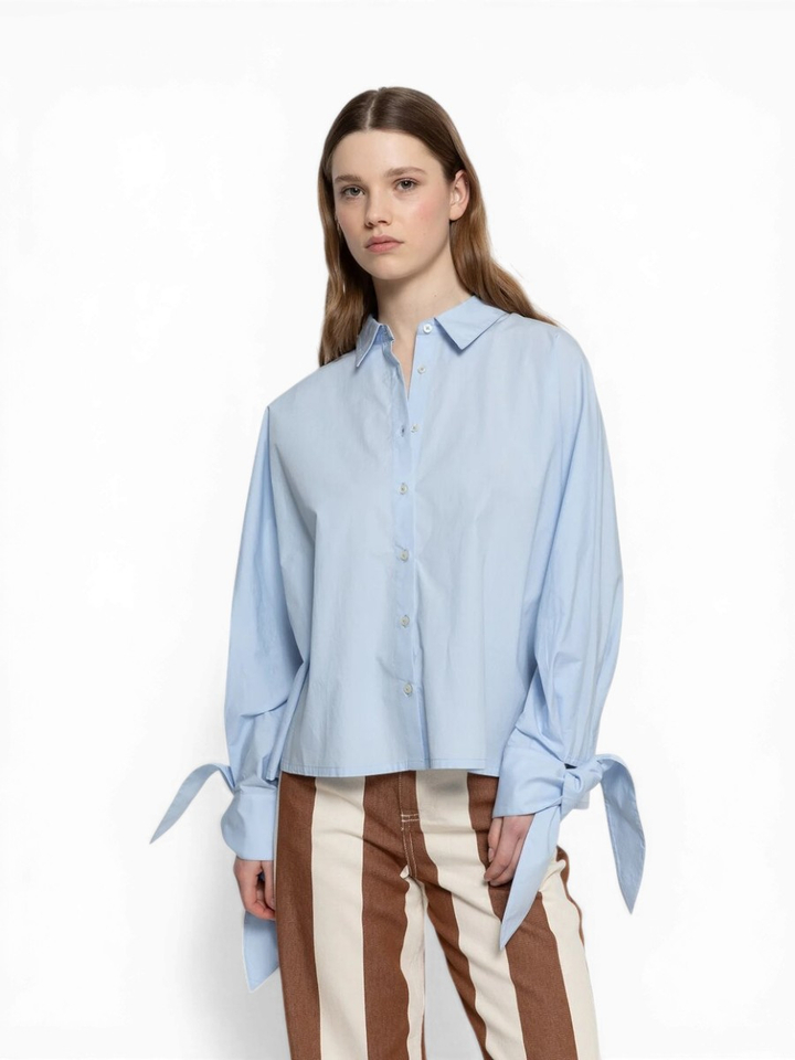 Lichtblauwe blouse met knoopsluiting Nugget Ame