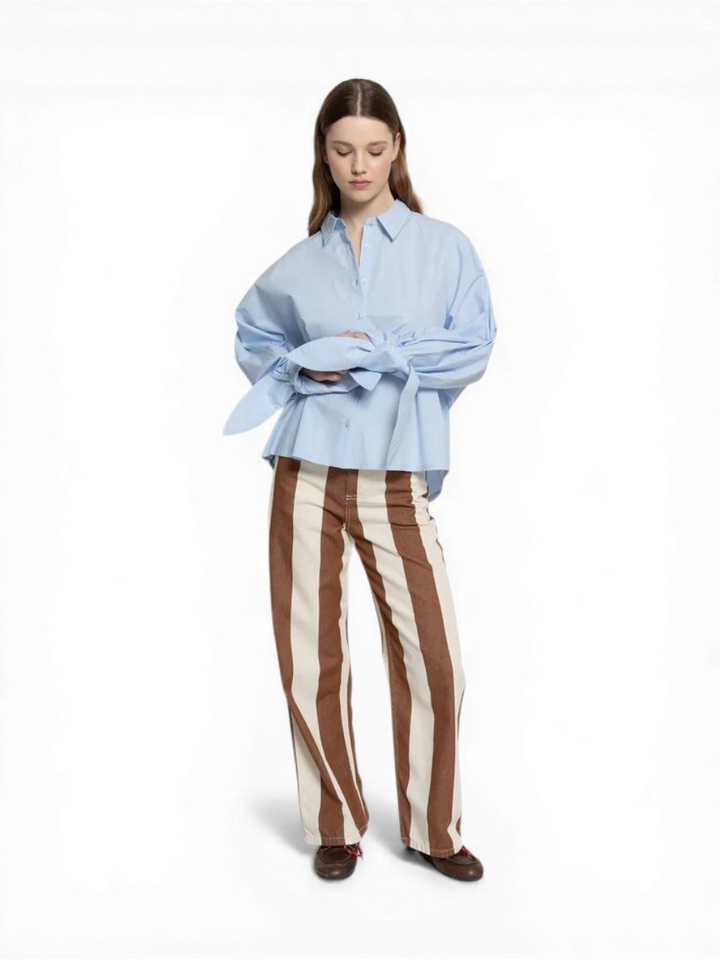 Lichtblauwe blouse met knoopsluiting Nugget Ame