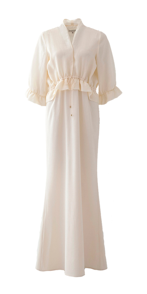 Ecru lange jurk met strop detail Miley Oscar