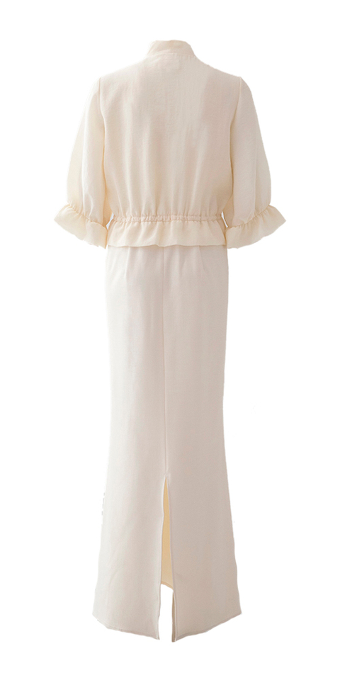 Ecru lange jurk met strop detail Miley Oscar